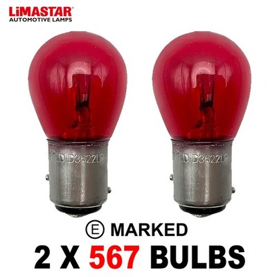 2 x 567 Red 12v 21/5w BAW15D Brake Stop & Tail Car Light Bulb - Off Set Pins