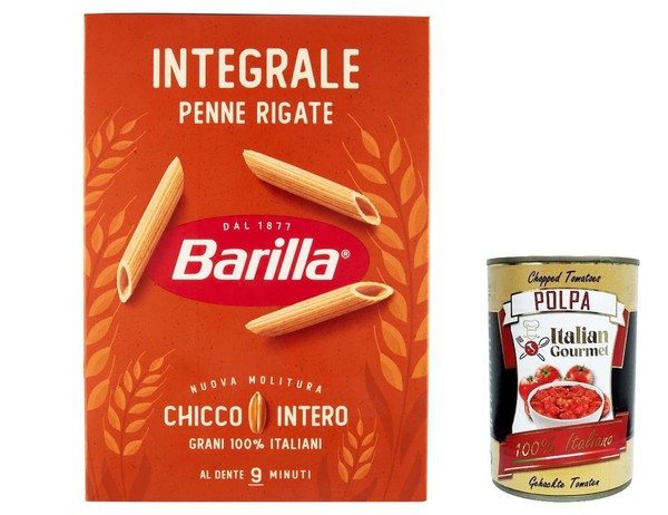 20X Pasta Barilla Penne Rigate Integrali Vollkorn Nudeln 500G+Italian Polpa 400G-image