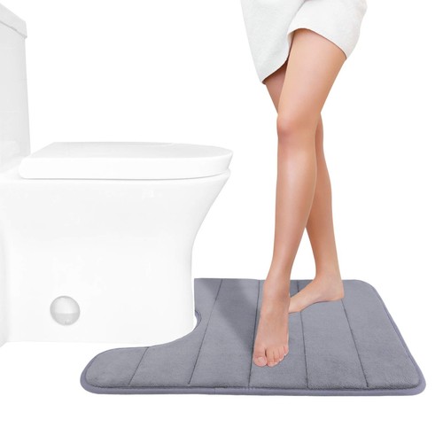 Memory Foam Toilet Bath Mat U-Shaped, Commode Contour Rug, Soft and Comfortab...