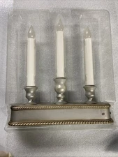 LED CANDOLIER Brushed Silver Finish 3-Light Requires 3 C-Batteries Not Included