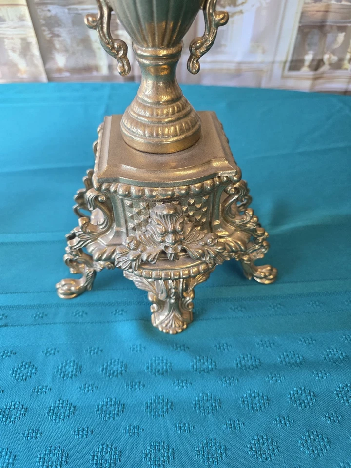 Par de candelabros | Dos candelabros de bronce de mediados de 1900 | Barroco vintage | 27,2" Foto 3 de 3