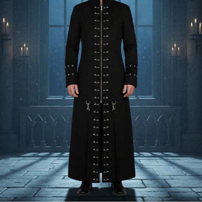 Gothicテーラージャケット Men's Gothic Floral Crochet Lace-up Bell Sleeved Coat – Punk Design