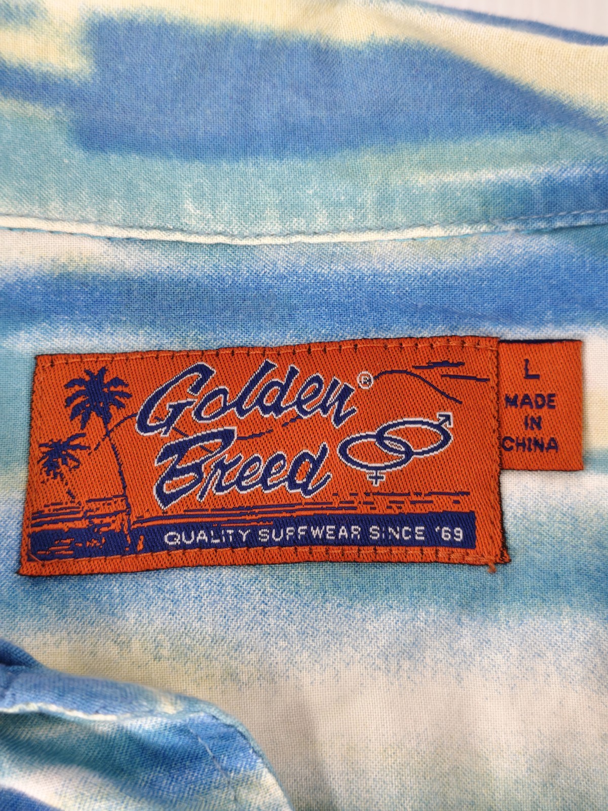Golden Breed Vintage Aloha Hawaiian Shirt Men's Size L Surfing Beach Rayon Y2K image 8
