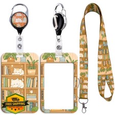 Cute Cat Lanyard ID Badge Holder Retractable Reel Clip Women Teacher
