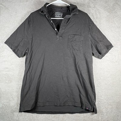 Faherty Sunwashed Polo Shirt Mens XL Gray Organic Cotton Pocket Short Sleeve
