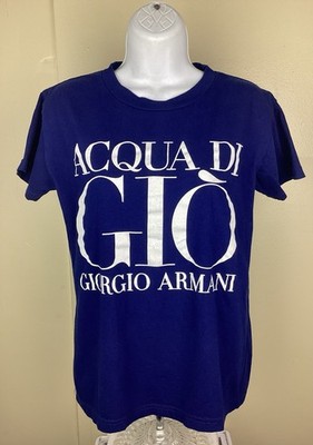 Vtg 90s Y2K Giorgio Armani Acqua Di Gio T-Shirt Blue Women M Fragrance Promo