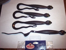 Manns 10" Snake Lure Ribbon Tail 4Pk Black Snake Water Moccasin Discontinued