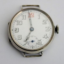 Antico orologio da polso uomo uomo grande trincea argento sterling FUNZIONANTE 1918 epoca WW1