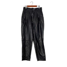 Toffe Genuine Leather Vintage 80s 90s Pleated High Waisted Trousers Black 10 M