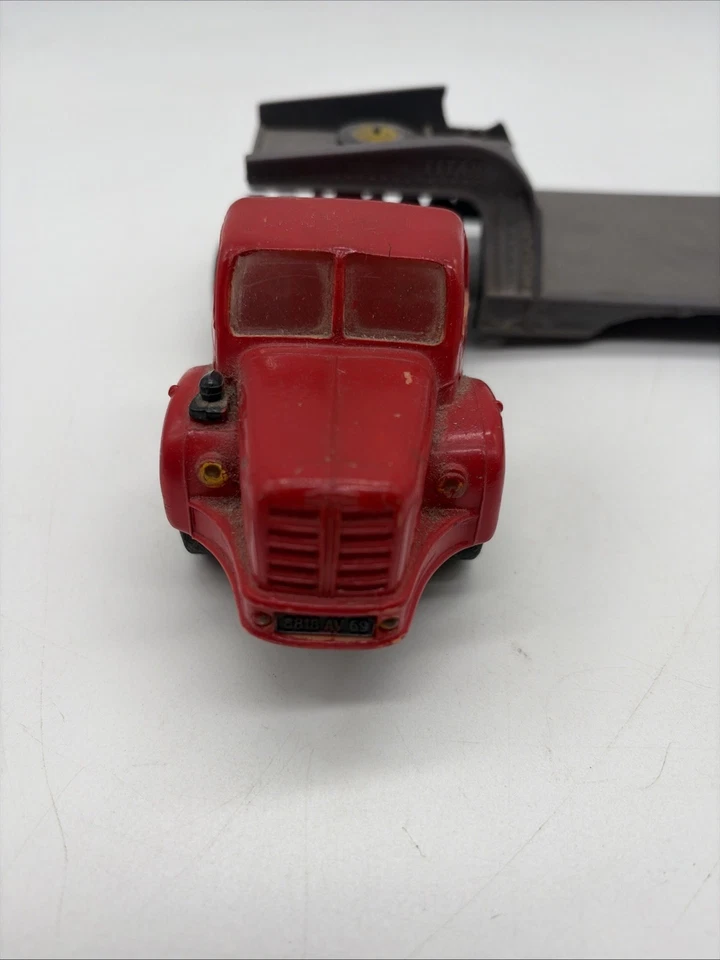 Tracteur Norev Berliet TBO 15 Remorque 1/43 Plastique Vintage Rouge Gris - Photo 2/4