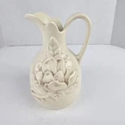 Red Wing Pottery Vase Pitcher w/ Magnolia vase flower Ivory 1012 Vintage MCM