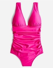 J.Crew Ruched V-Neck One Piece Swimsuit NWT size 24 in Radiant Fuchsia