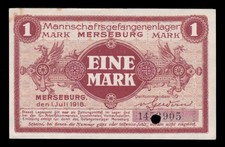 i-010434 Germany 1 Mark 1918. POW Camp Merseburg UNC