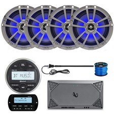 JBL PRV175 Bluetooth Receiver, 4X 6.5" LED Speaker, Remote, Amp, Wire, Antenna