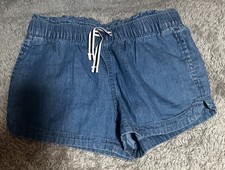 Gap Kids Blue Denim Pull On Shorts Elastic Waist Drawstring Girls Size S, 6/7