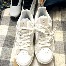 On The Roger Clubhouse Men s 9 White/Sand Mesh Low Top Lace-Up Sneaker 48-99141