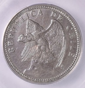 1933 Chile 1 Peso - ICG AU58 Details 