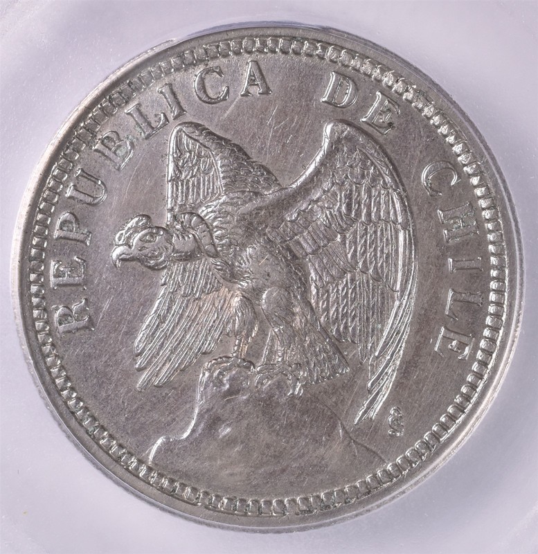 1933 Chile 1 Peso - ICG AU58 Details 