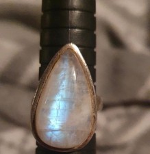 S925 Stirling Silver Moonstone Crystal Ring - Size R