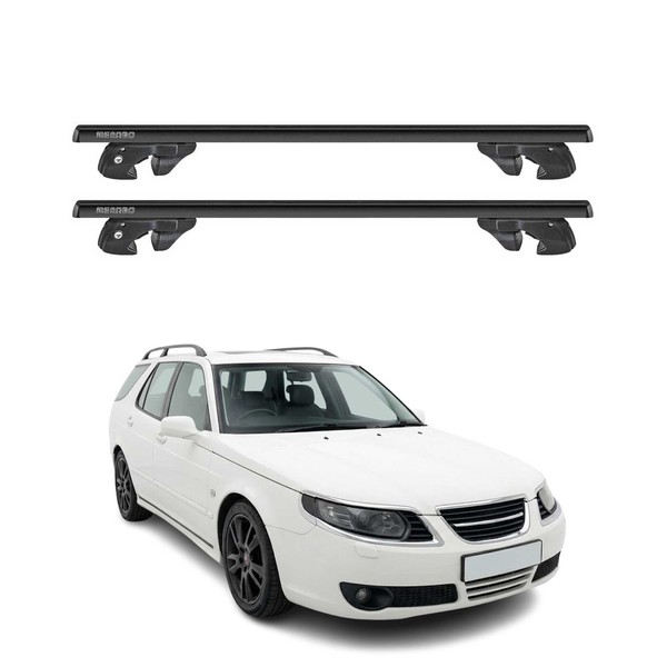 DachträGer GrundtäGer FüR Saab 9-5 Kombi 1998-2010 Alu 90Kg TÜV Schwarz 2Tlg-image