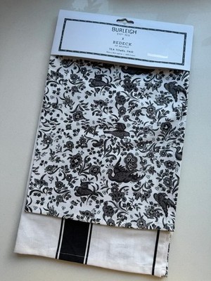 Burleigh x Bedeck Geschirrtuch Paar - Regal Pfau - anthrazit & weiß