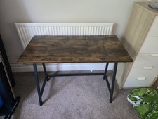 Amina Metal Base Writing Desk brown