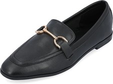 Journee Collection Women's Mizza Tru Comfort Loafer Square Flats, Black Size 10W