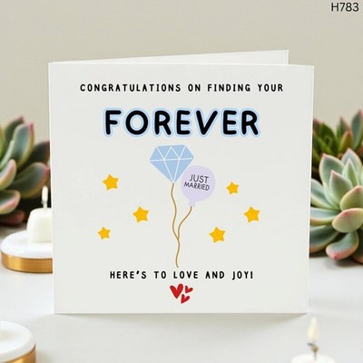 Just Married Glückwunschkarte, Find Your Forever Wedding Card, süße Karte