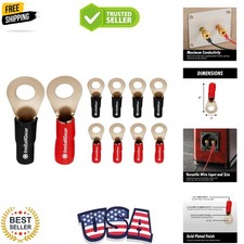 10 Gauge AWG Tinned Pure Copper Lugs Ring Terminals Connectors 10 Pack - 5 Po...