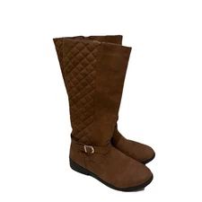 Weeboo Brown Faux Leather Tall Riding Boots Side Zip Womens Size 7 Boho Western