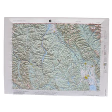 Hubbard Scientific Kalispell, Montana 3D Raised Relief Map - Unframed