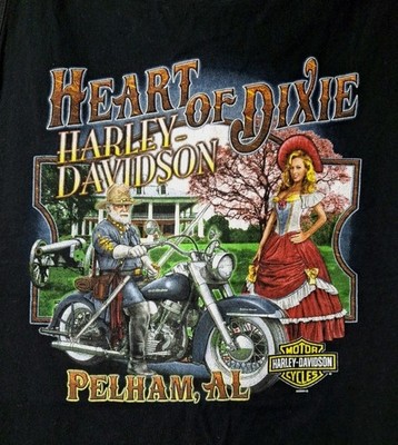 Harley Davidson Tank Tee 2XL Blck Eagle Ride Hard Robert E Lee Heart of Dixie AL