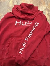 HUK Fishing Men’s Red Hoodie Large Long Sleeve Pullover