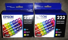 Genuine Lot of 2 Epson 222 T222520-S CMY Ink Cartridges EXP Dec 2027 Expression