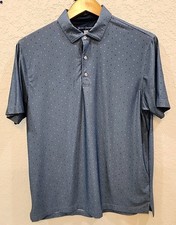 Hickey Freeman Golf Polo Shirt Mens Large Blue Print Pullover Short Sleeve