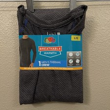 NWT Men  s Fruit Of The Loom Thermal Crewneck Shirt Breathable Base Layer Size L