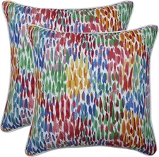 Pillow Perfect Abstract Large - 18.5 x 18.5, Blue Make It Rain Zinnia 