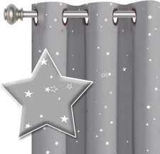 Blackout Star Curtains for Kids Room Boys Girls Twinkle Silver Stars Thermal