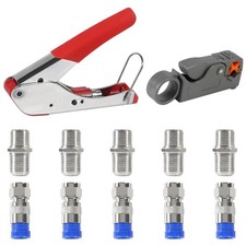 Coaxial Cable Crimper Tool Kit Compression Tool Coax Cable Stripper RG6