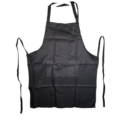 WILL WELL Black Polyester Adult Bib Apron with Pockets Adjustable Neck Tie
