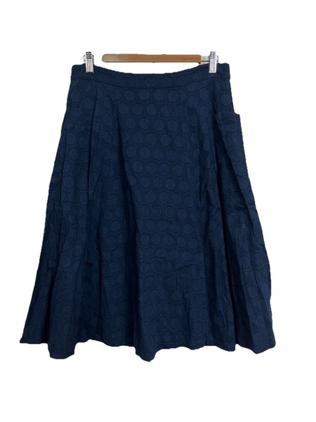 Revival Ladies Size 12 Blue Circles Flare Skirt With Pockets Excellent Condition