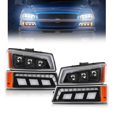 SUPAREE LED Headlights 03-06 for Silverado Avalanche DRL Turn Signal Side Marke