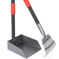 Heeyoo Dog Pooper Scooper, Poop Tray and Rake Set, Pet Waste Black/Red