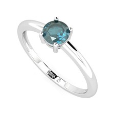 925 Sterling Silver Round 1 Ctw London Blue Topaz Solitaire Women Wedding Ring