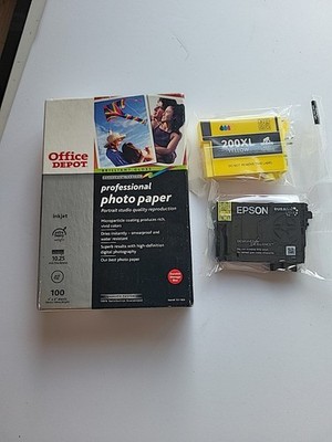 Office Depot Professional Inkjet Photo Paper Approx 45 Left, Plus Ink Cartridges