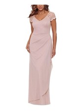 X by Xscape Women’s Size 4 Rose Pink Lace Sleeve Chiffon Evening Gown NWT