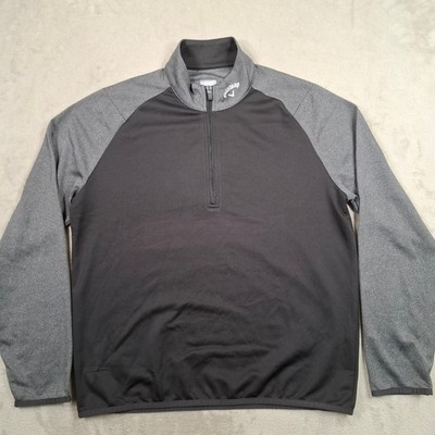 Callaway Pullover Herren Large grau 1/4 Zip Golfpullover Opti Dri Athletic