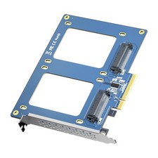 H Fiber PCIe 3.0 x8 to Dual U.2 NVMe Adapter Card, SFF-8639 Expansion Card fo