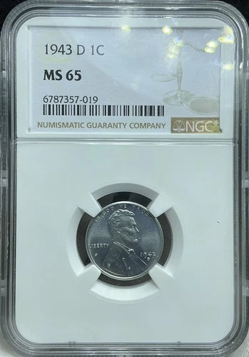 1943-D 1C  Lincoln Wheat One Cent NGC MS65