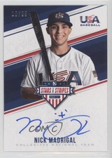 2018 Panini USA Baseball Stars & Stripes Blue Ink 10/25 Nick Madrigal Auto 1v3